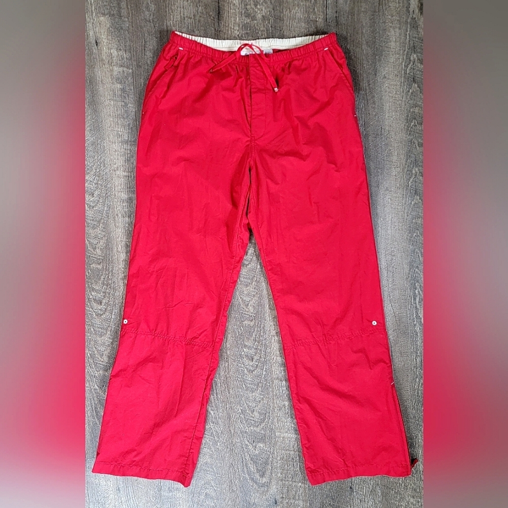 Y2K Old Navy Vintage‎ Swishy Track Pants Women's L Red Elastic Waist Lightweight